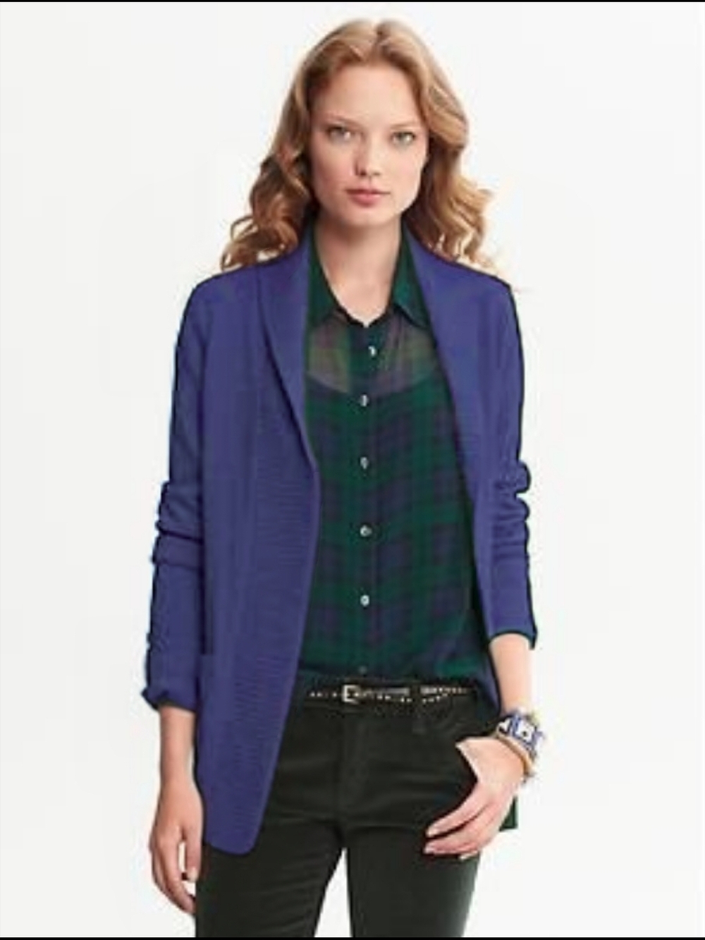 Banana Republic Merino Cashmere Shawl Cardigan Royal Blue L